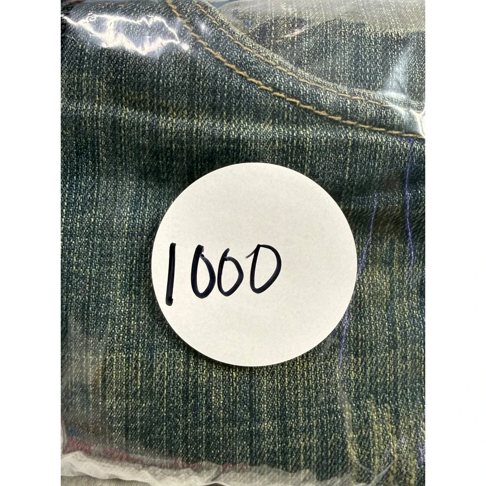 BASIC CODE JEANS Mens W34‎ L30 Blue Denim Straight Leg Distressed Style Jeans